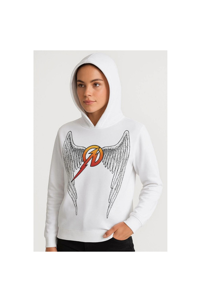 Narnuga Metallica Two Thread Hooded Front and Back Printed Hoodie - White -