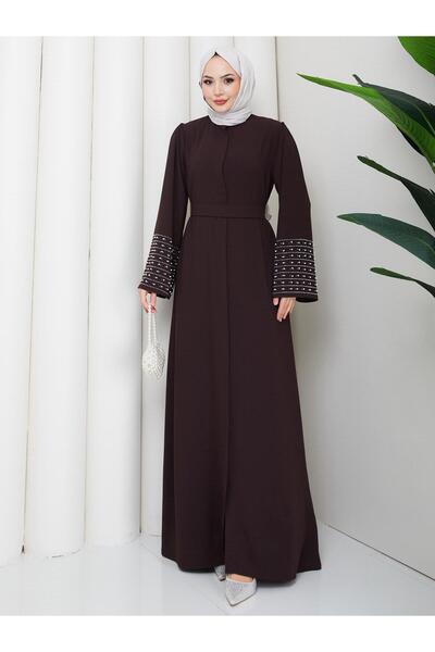MY QILAM Women's Islamic Clothing Abaya Ferace Long Dress with Stone Embellis...