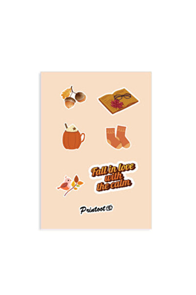 Printoot Autumn Coziness Sticker Sheet Featuring Seasonal Acorns and Warm Cof...