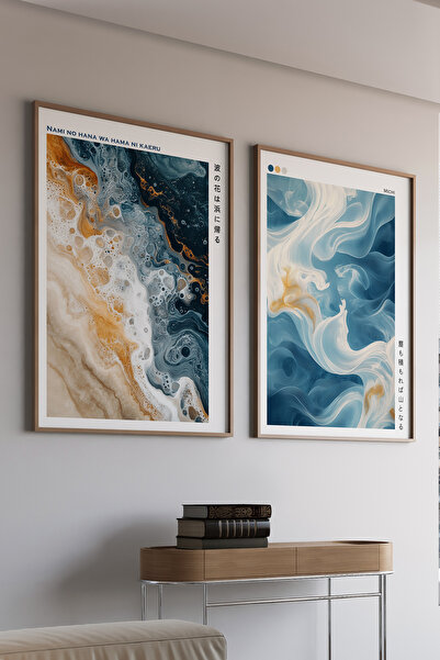 Artiera Σετ ζωγραφικής με ξύλινο πλαίσιο 2 τεμαχίων Blue Flow Waves Spiritual...