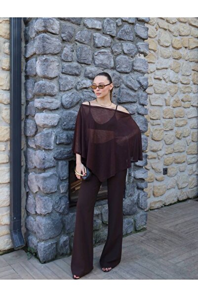 D'RECCY Women's Madonna Collar Sheer Tulle Oversized Blazer