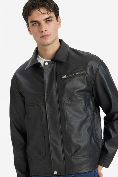 DeFacto Men's Coat F8600Ax/Bk27 Black