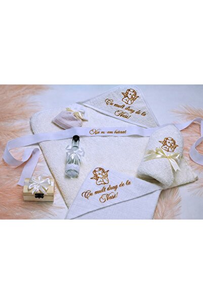 OEM Trusou Botez Îngeraș Brodat – 100% Bumbac – 7 piese