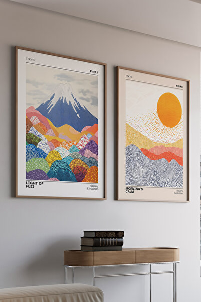 Artiera Σετ ζωγραφικής με ξύλινο πλαίσιο 2 τεμαχίων Mount Fuji Sunrise Japand...