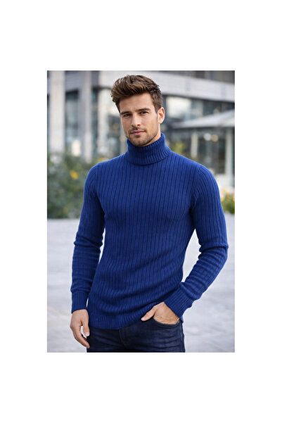 Narnuga Fisherman Collar Knitted Sweater, Cotton Thick Ribbed Weave, Regular ...