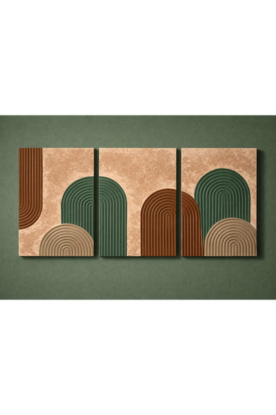 Yd Art Gallery Bohem Geometrik 3’lü Kabartmalı Rölyef Tablo