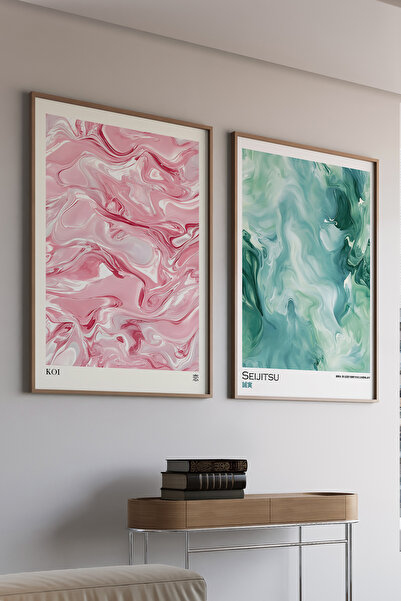 Artiera Σετ ζωγραφικής 2 τεμαχίων Pink Mint Dopamine Decor Japandi Art με ξύλ...
