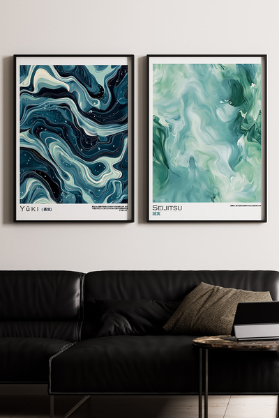 Artiera Σετ ζωγραφικής 2 τεμαχίων σε μπλε ναυτικό χρώμα Mint Flow Spiritual J...