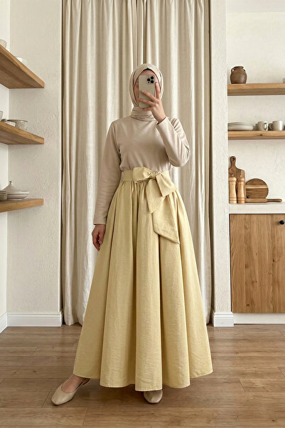 MODAQU Piliseli Belt Li Belt Li Parachute Fabric Skirt - Light Yellow