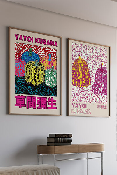 Artiera Σετ ζωγραφικής 2 τεμαχίων Kusama Pink Pop-Art Japandi Art με ξύλινο π...