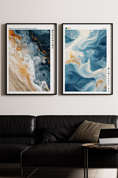 Artiera Σετ ζωγραφικής με ξύλινο πλαίσιο 2 τεμαχίων Blue Flow Waves Spiritual...