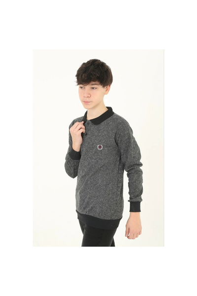 Narnuga Children's Thessaloniki Collar Embroidered Sweater - Gray