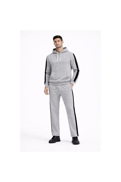 Narnuga Striped Tracksuit Set Hooded Sweatshirt Pipe Leg Bottom, Oversized 3-...