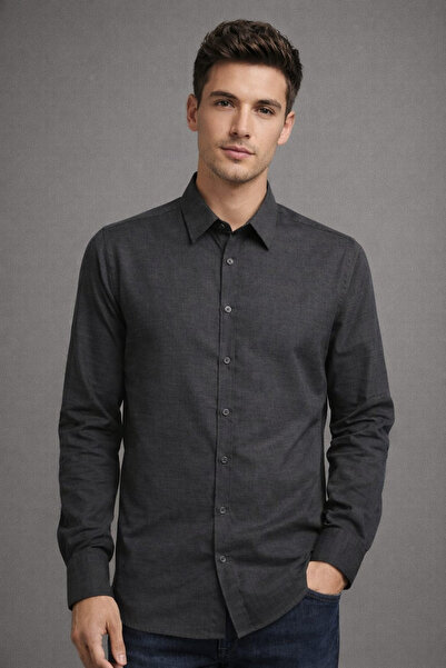 Manche Muška košulja sa muslin kragnom 12-1365, crna