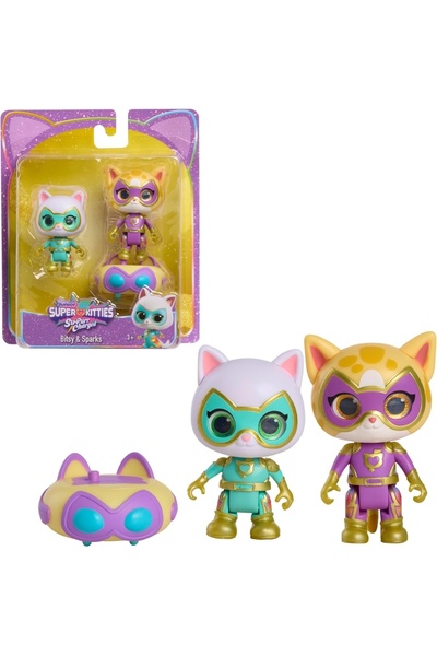SuperKitties - Set de joacă cu 2 figurine și accesorii, Bitsy și Sparks