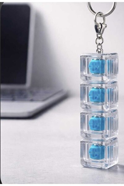 FEYSSHOP 4'lü Mekanik Klavye Tuşlu Anahtarlık - Click Sesli Işıklı Anahtarlık