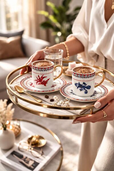 NEWNOW Aurevia Gold – Set of 6 Porcelain Coffee Cups |   Prestige Collection