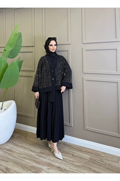 ALLİNOFFİCİAL Noir Shine Etekli Takım Siyah