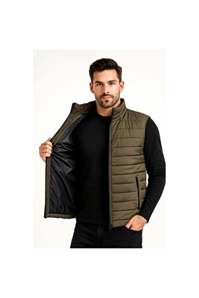 Narnuga Inflatable Zippered Vest Water-Repellent Quilted Lined Fabric with Po...