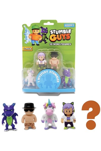 Sunman Комплект от 5 мини фигурки Stumble Guys 3D Серия 2 с мистериозна фигур...