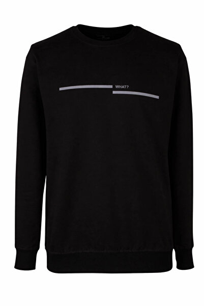 trender 26YG08000050 سويت شيرت رجالي مطبوع عليه What Print 0 ياقة 2 خيط