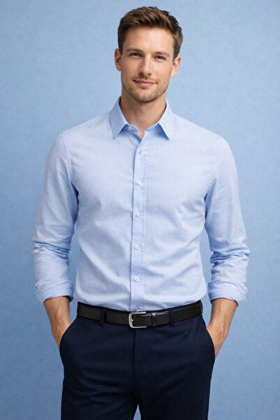 Manche Muška košulja sa muslin kragnom 12-1365, plava