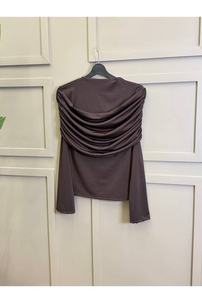 ALLİNOFFİCİAL Drapeli Kayık Yaka Sandy Bluz