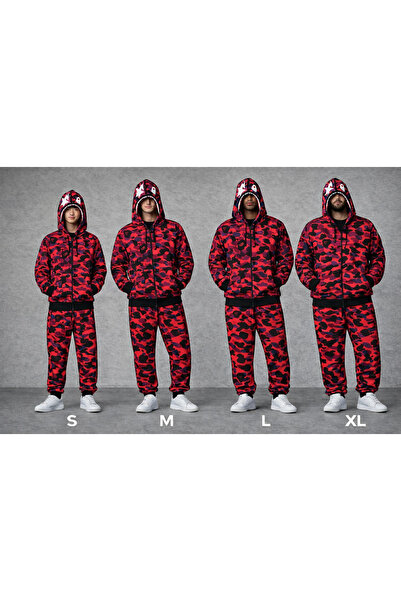 Erzani Kids Unisex Bape Pugb Embroidered Hooded Full Zipper Cardigan Camoufla...