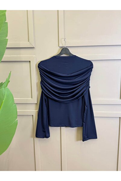 ALLİNOFFİCİAL Drapeli Kayık Yaka Sandy Bluz