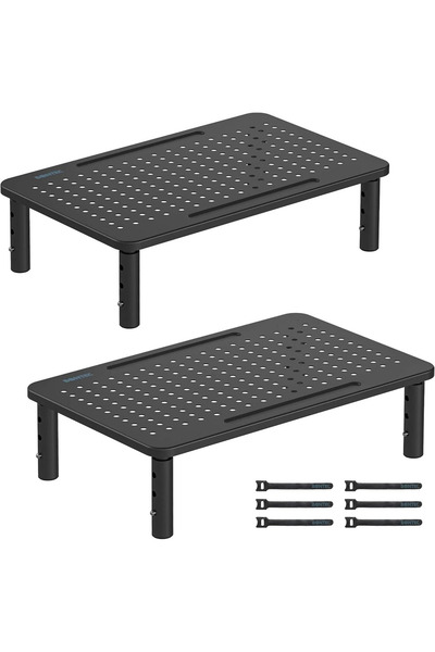 OEM Set of 2 laptop stands, 36.8 x 23.1 x 10 cm, metal, black