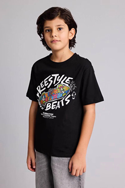 DeFacto Baskılı Siyah Erkek Çocuk T-Shirt G7466A8/BK81