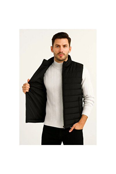 Narnuga Inflatable Zippered Vest Water-Repellent Quilted Lining Fabric Pocket...