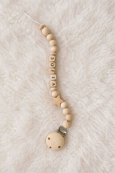 NOORBOHEMİA İsimli Ahşap Emzik Askısı - Bebek Hediyesi |BPA’sız | Doğal