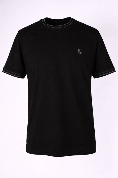 trender 26YSS9000026 Negru pentru bărbați tricou modal Decolteu în formă de O