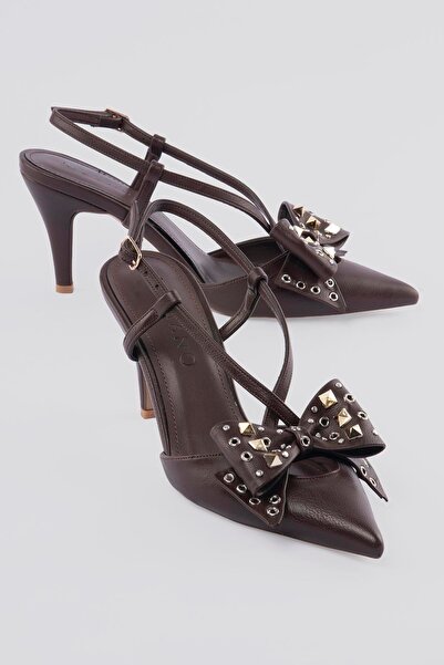 Mubiano Pantofi stiletto de damă cu vârf ascuțit și fundă și detaliu cu ținte...