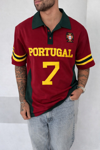 İLKCET MODA Portugal Embroidery Oversized Unisex T-Shirt