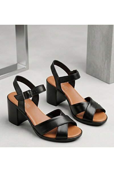 Ender Εσωτερικά Εξωτερικά 100% H Γνήσιο Δέρμα K Χοντρό τακούνι u Μαύρα γυναικ...