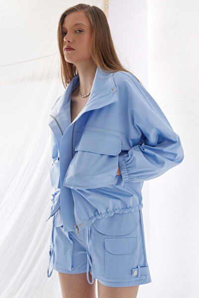 MARKALİSTE Yandan Pocketed Bomber Jacket Blue