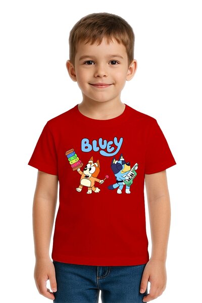 SEDİRLİ Unisex Bluey Printed Kids T-Shirt Cotton Count Combed Cotton Fabric