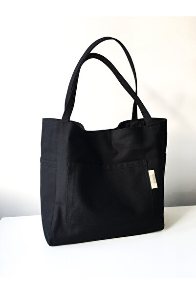 Nora Kanvas Kadın Omuz Çantası, Shopper Çanta Siyah