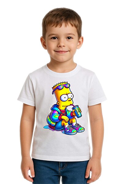 SEDİRLİ Unisex Simpsons με τύπωμα Παιδικό μπλουζάκι από χτενισμένο βαμβακερό ...