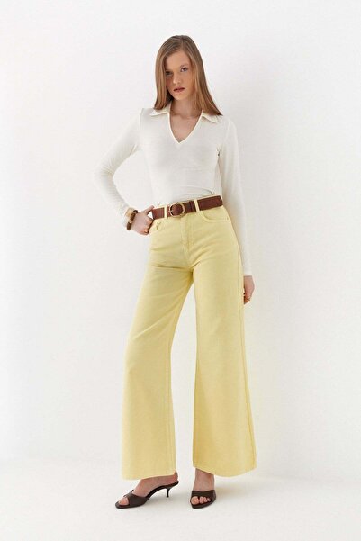 MARKALİSTE Παντελόνι με φαρδιά μπατζάκια κίτρινο