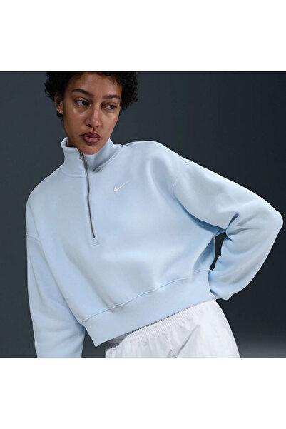 Nike Phoenix Fleece QZ Crop Жіночий синій світшот (yousportswear)