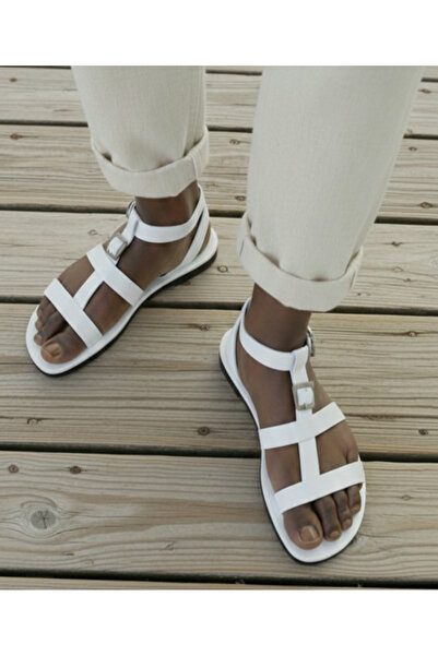 Bostini Men's Strappy Natural Genuine Leather Flip Flops Bodrum Sandals I