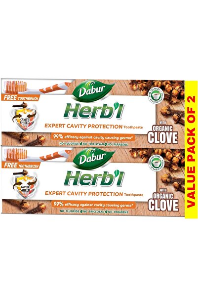 Dabur Herbal Cavity Protection Clove Toothpaste (2 x 150g + Toothbrush)