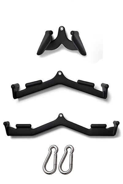 CrewSport 3 Lü Metal Mag Grıp Lat Pulldown Bar Aparat Seti - Sırt Çekiş Apara...