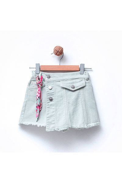 DIDuStore Lovemaxx Girls' 5-6-7-8 Years Old Pocket Detail Raw Skirt