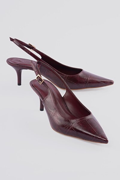 Mubiano Stiletto pentru femei cu vârf ascuțit Crocodile cu model Spate deschi...