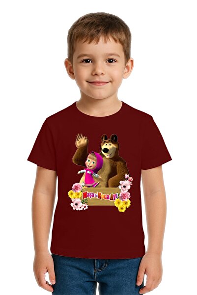 SEDİRLİ Tricou unisex pentru copii Masha și Ursul cu imprimeu bumbac bucăți d...