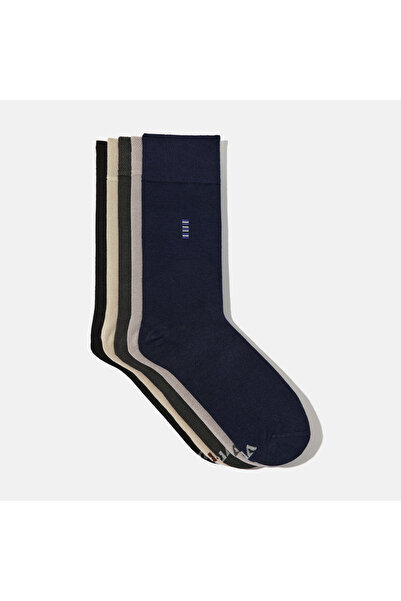 VARDAR SOCKS Dikişsiz Bambu Çorap Jakarlı Karışık Renk Erkek Çorap Kutulu 5 Çift Premium Uzun Çorap Soket Çorap